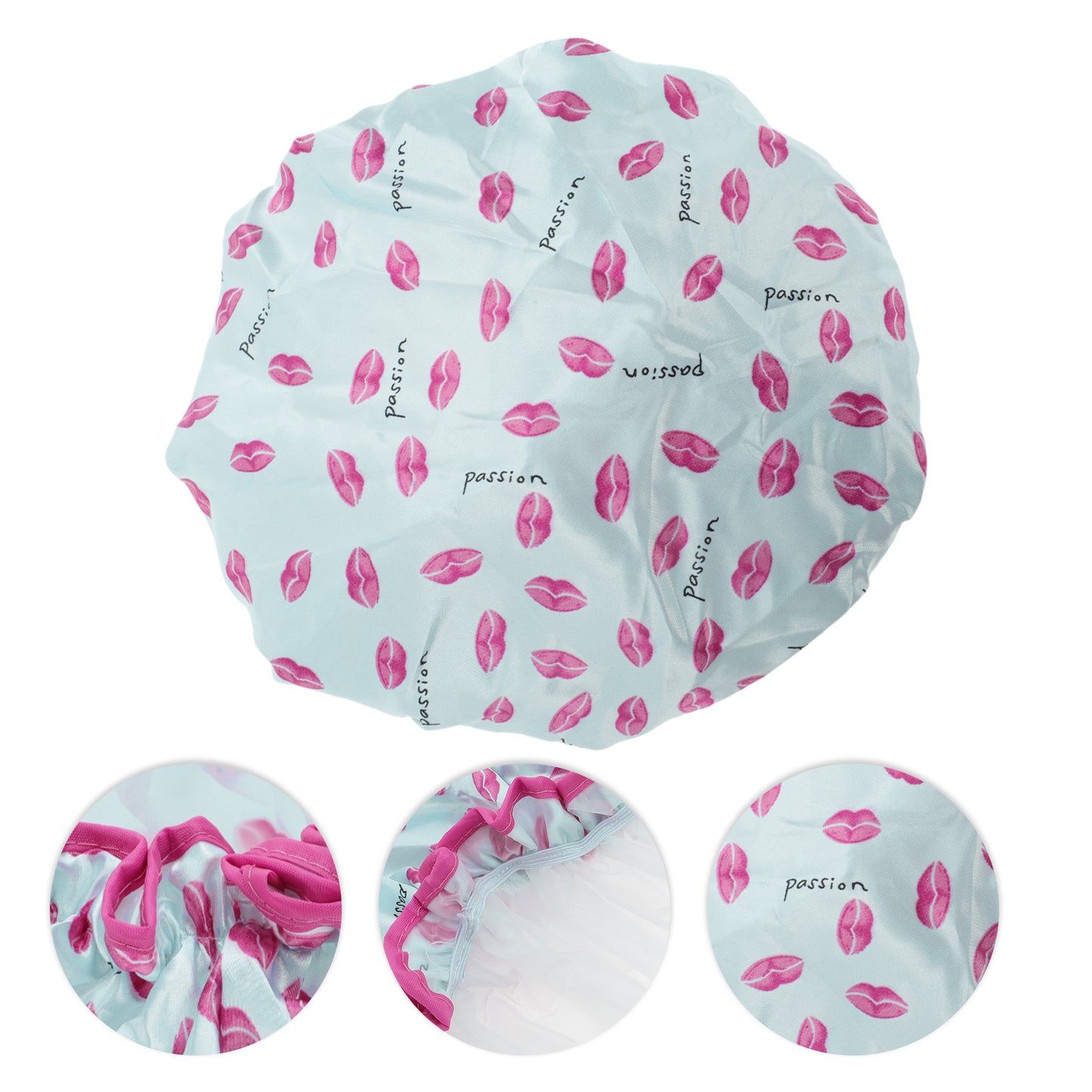 1 Pc Women Red Lips Bath Cap for Bathroom Business Travel Gray Rose Red