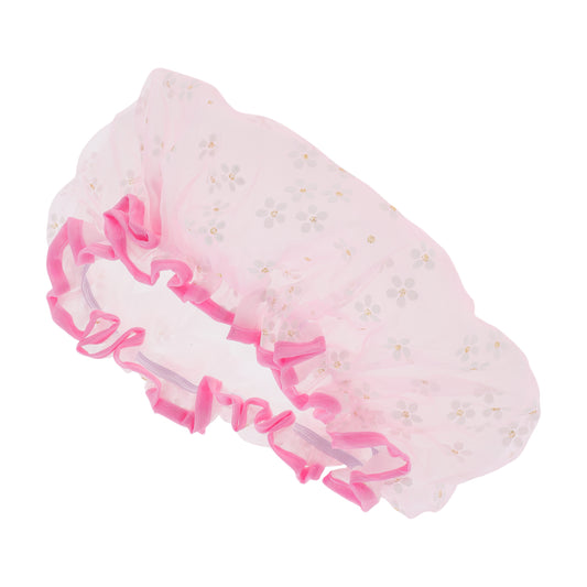 1 Pc Women's Durable Double Layer Bath Cap White Pink