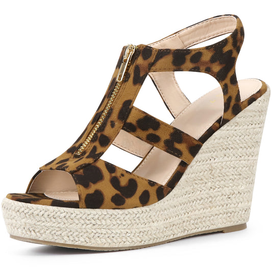 Sandalias de cuña con cremallera para mujer Sandalias de plataforma con cuña y tacón