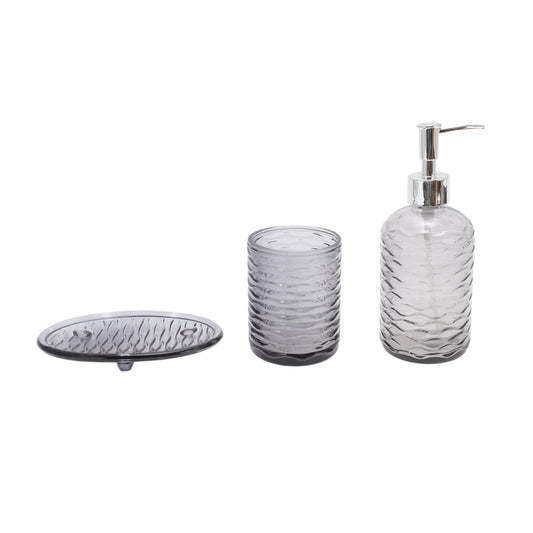3 Pcs Set Durable Waves Bathroom Accessories Kit Black
