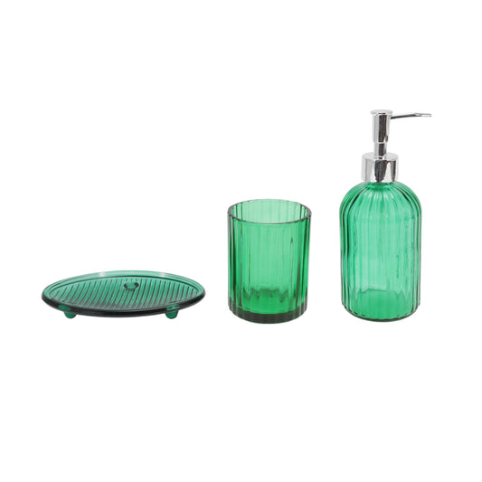 3 Pcs Set Durable Waves Bathroom Accessories Kit Green