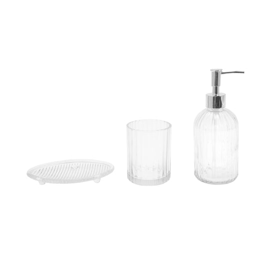 3 Pcs Set Durable Waves Bathroom Accessories Kit Clear