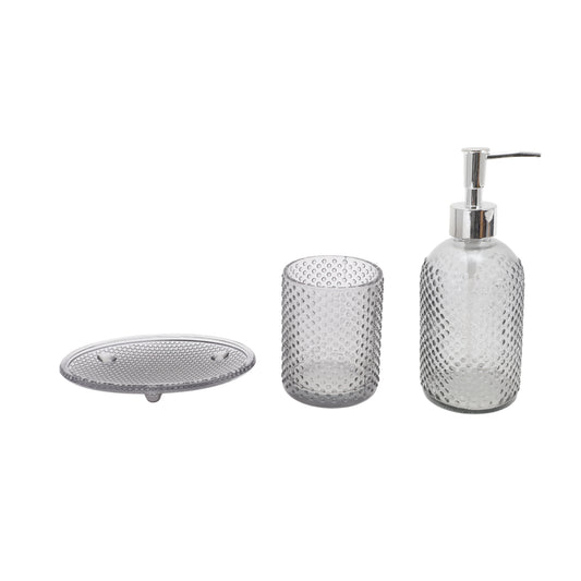 3 Pcs Set Durable Dots Modern Bathroom Accessories Kit Black