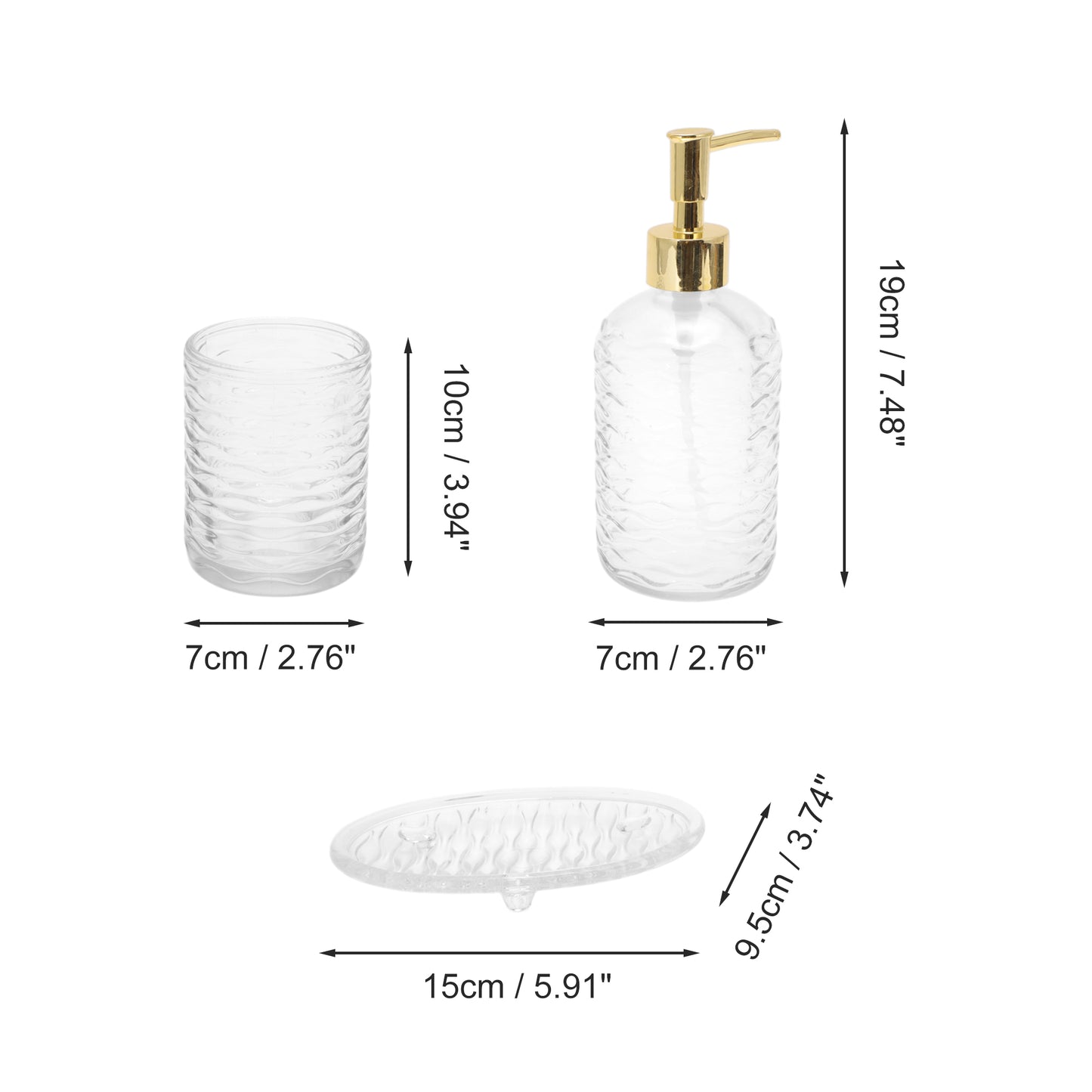 4 Pcs Set Reusable Waves Bathroom Accessories Kit Clear