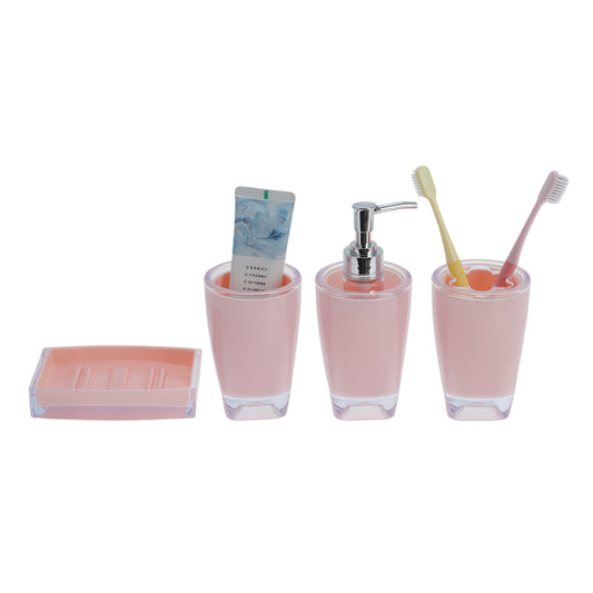 Juego de 4 accesorios de baño reutilizables para el hogar, color rosa