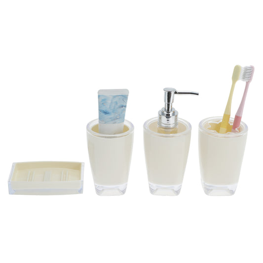 Juego de 4 accesorios de baño reutilizables para el hogar, color beige