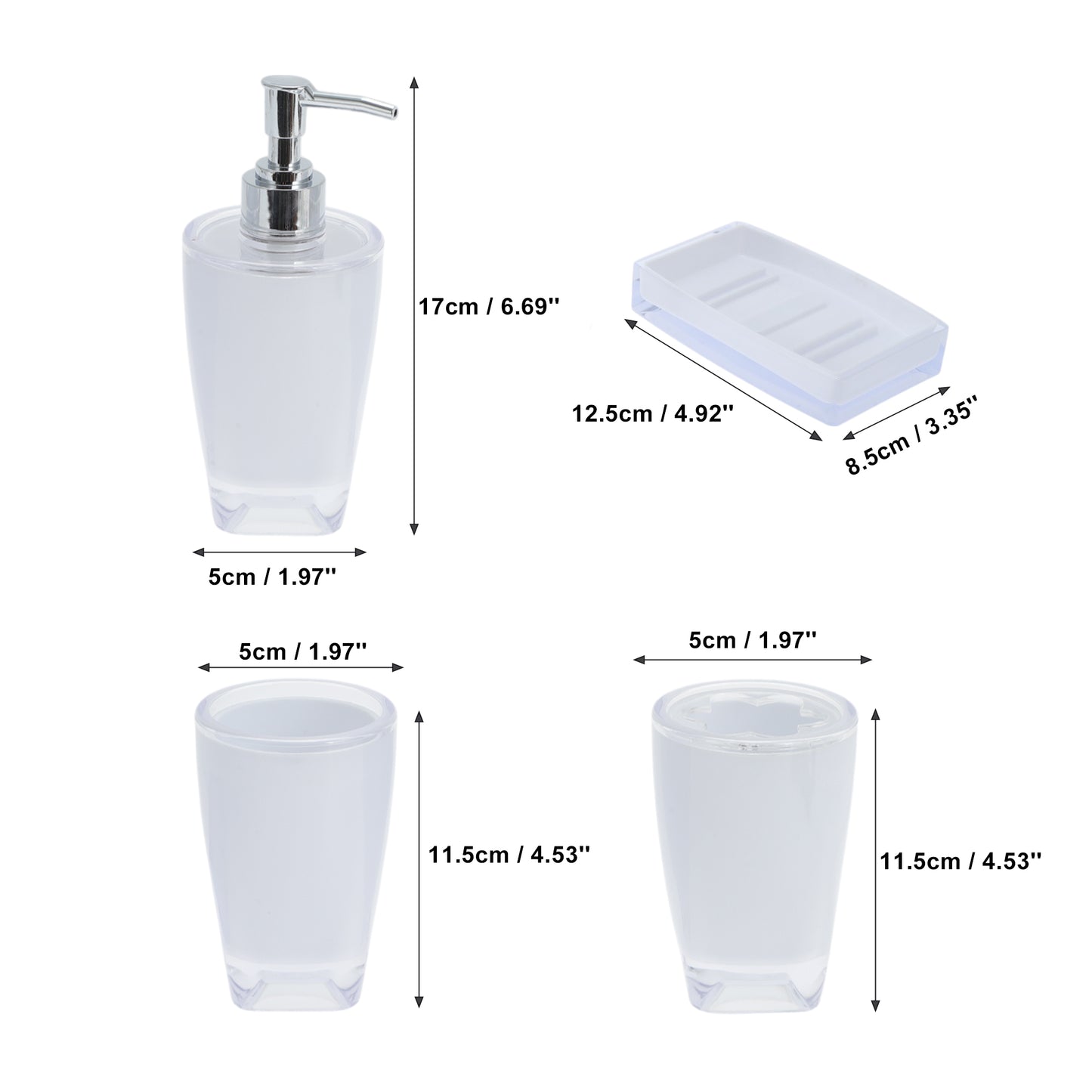 Juego de 4 accesorios de baño reutilizables para el hogar, color blanco