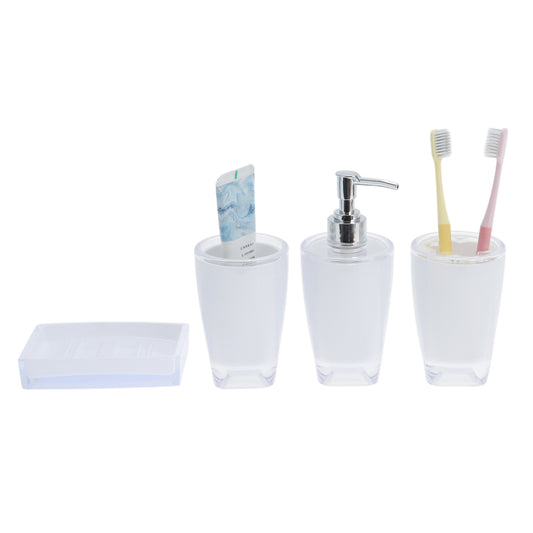 Juego de 4 accesorios de baño reutilizables para el hogar, color blanco
