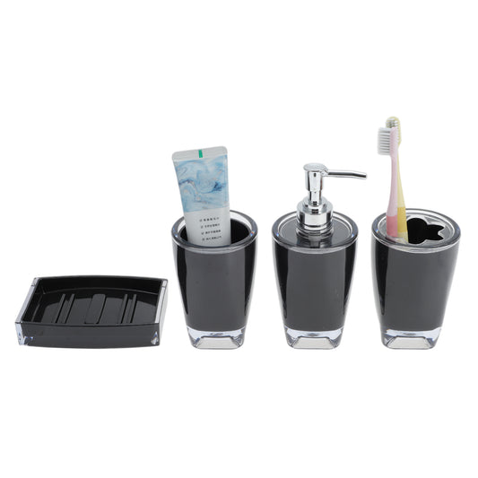 Juego de 4 accesorios de baño reutilizables para el hogar, color negro