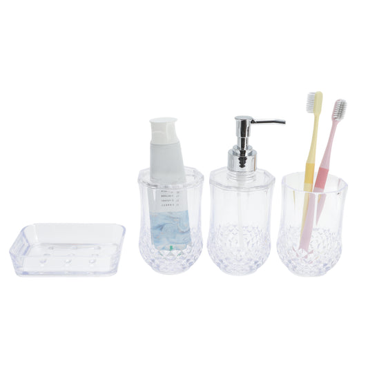 4 Pcs Set Durable Clear Bathroom Accessories Kit for Home Transparent
