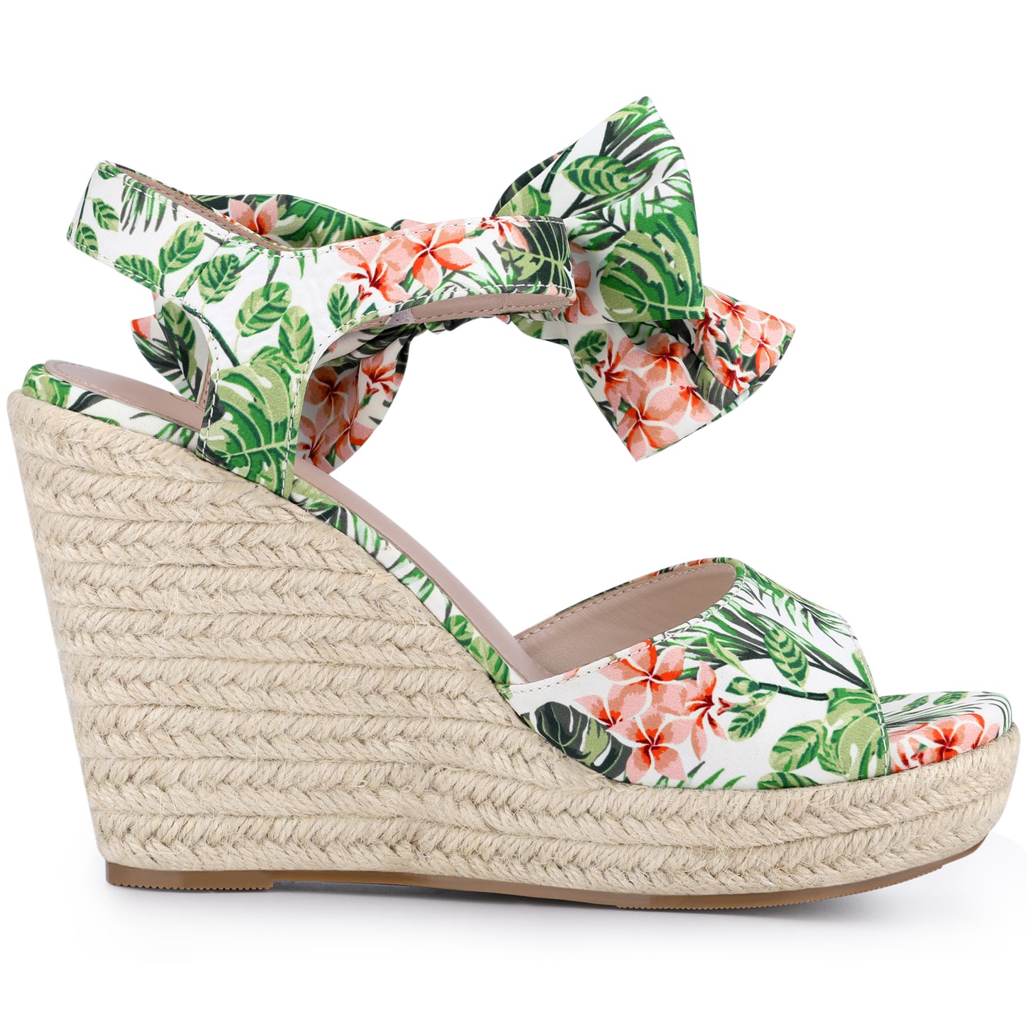 Women's Floral Printed Slingback Espadrille Wedge Sandals