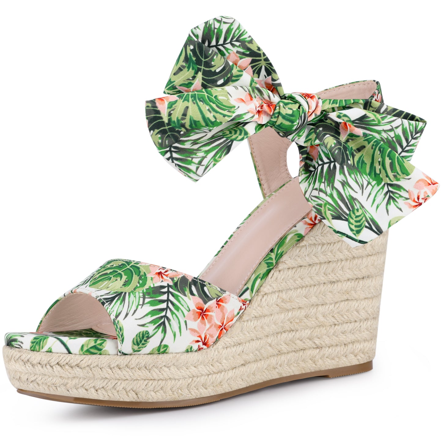 Women's Floral Printed Slingback Espadrille Wedge Sandals