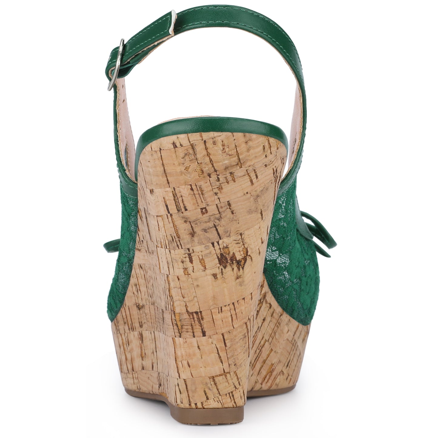 Sandalias de cuña con plataforma y lazo de encaje para mujer color mostaza