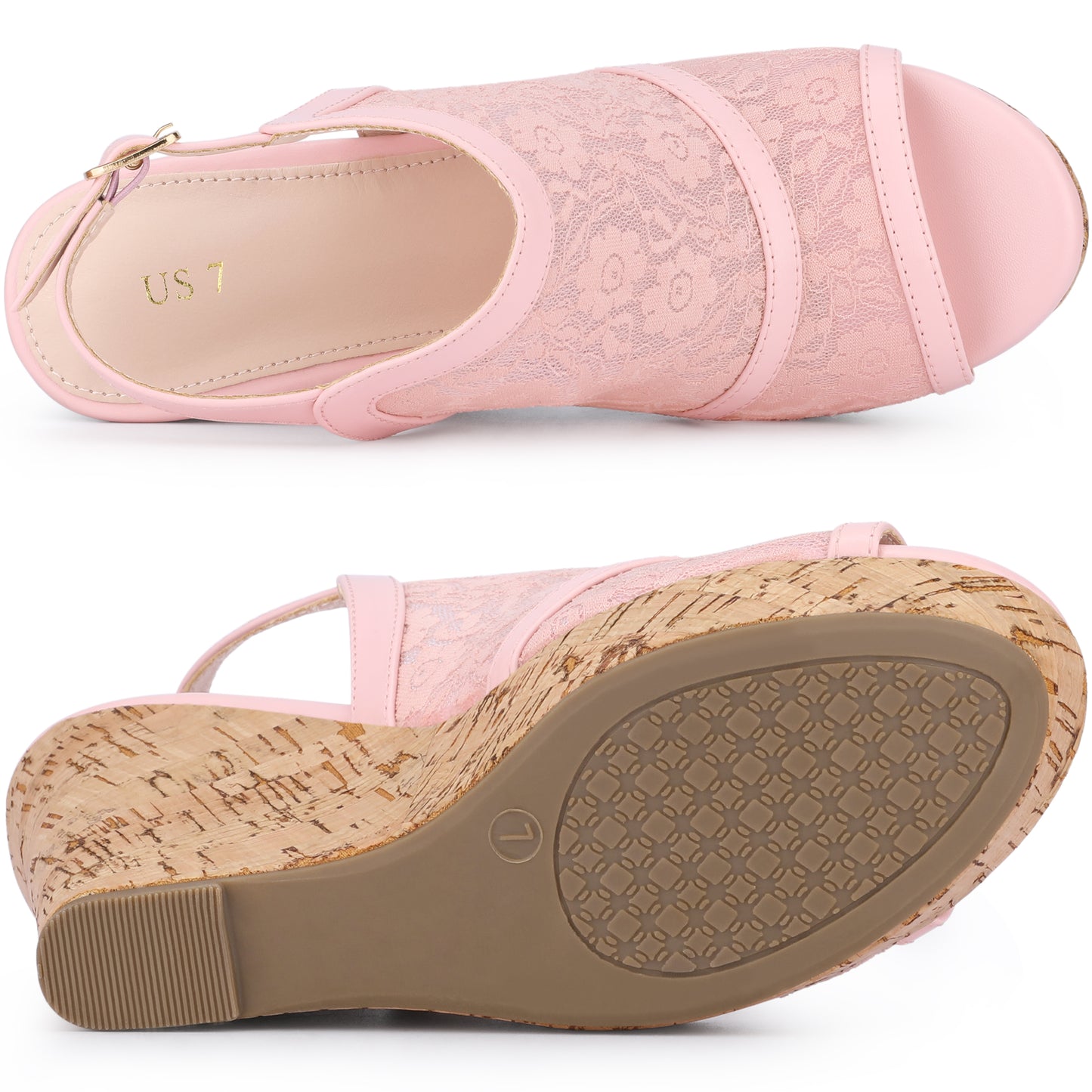 Women's Open Toe Platform Heels Lace Wedges Sandals