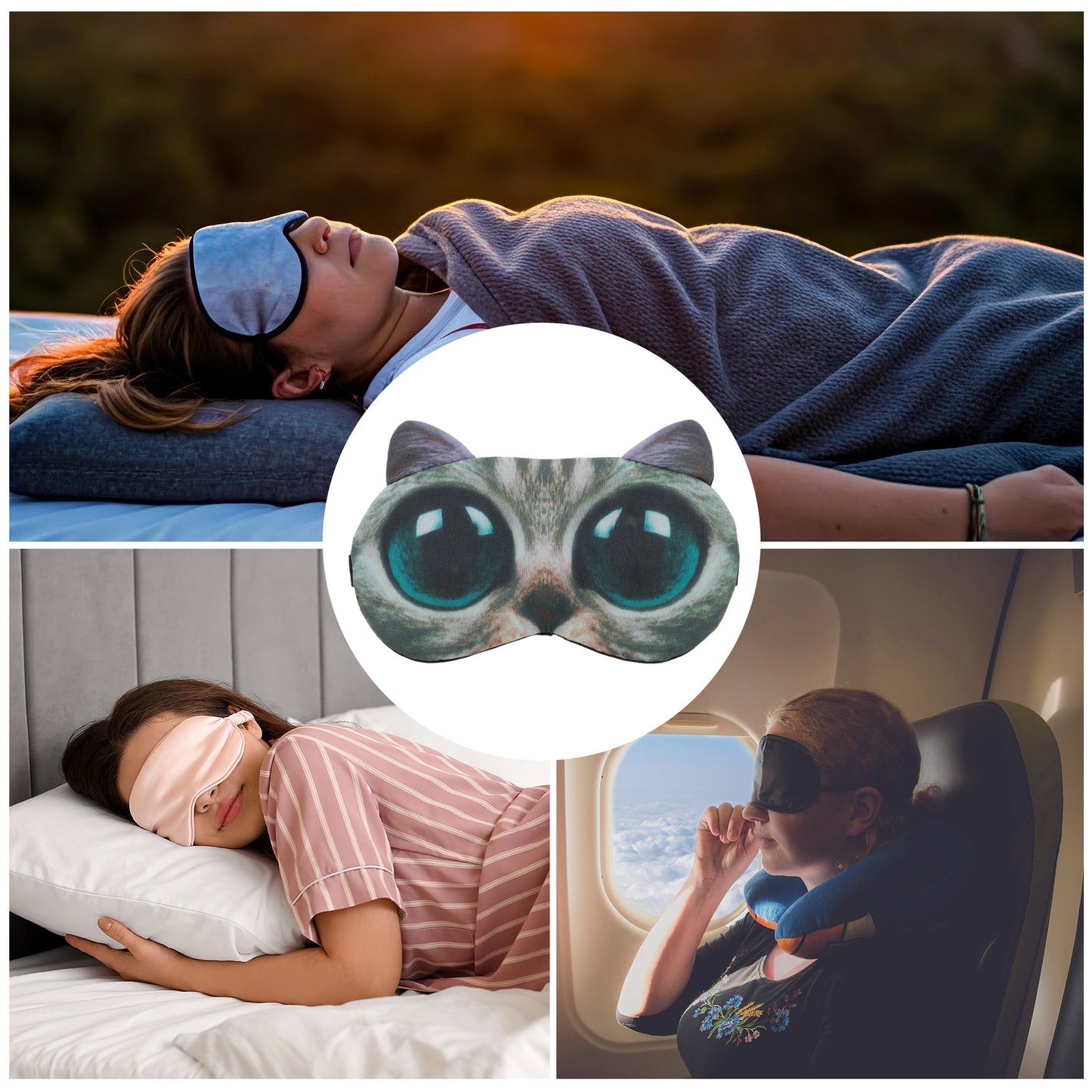 Portable Cat Sleep Mask Eye Shade Cover for Rest Gray