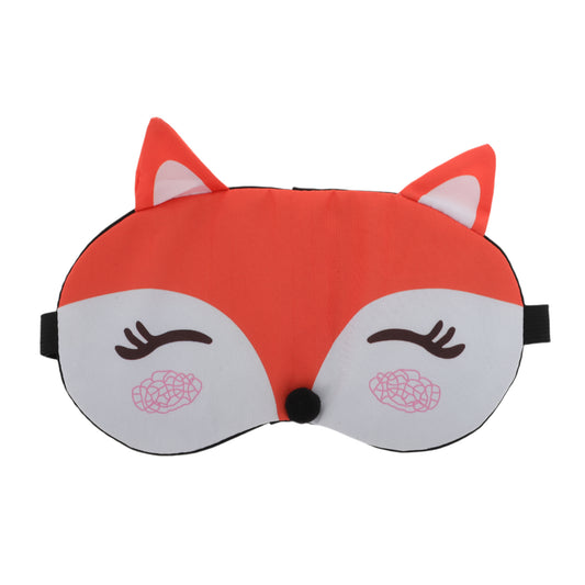 Portable Cartoon Foxs Sleep Mask for Travel for Rest Red
