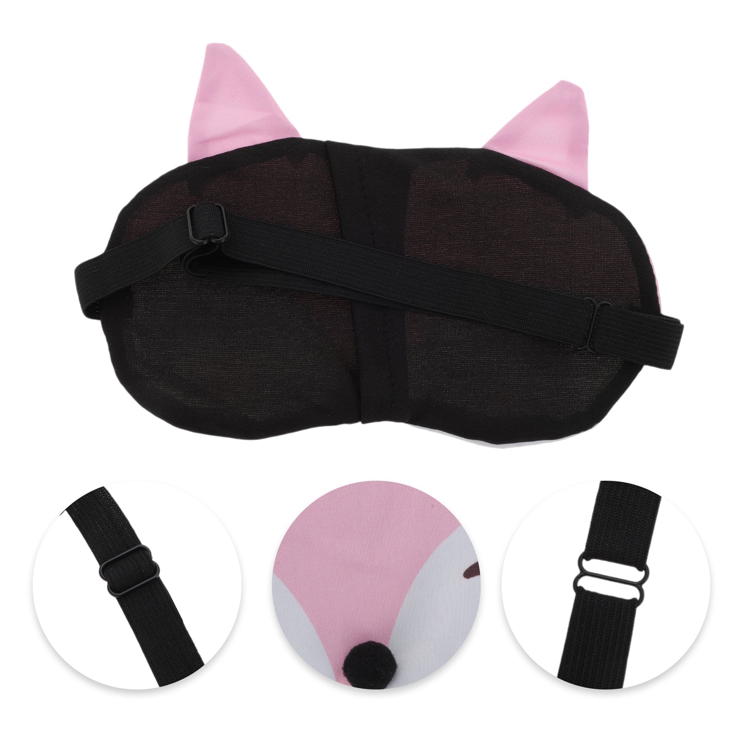 Portable Cartoon Foxs Sleep Mask for Travel for Rest Pink