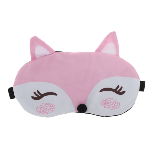 Portable Cartoon Foxs Sleep Mask for Travel for Rest Pink