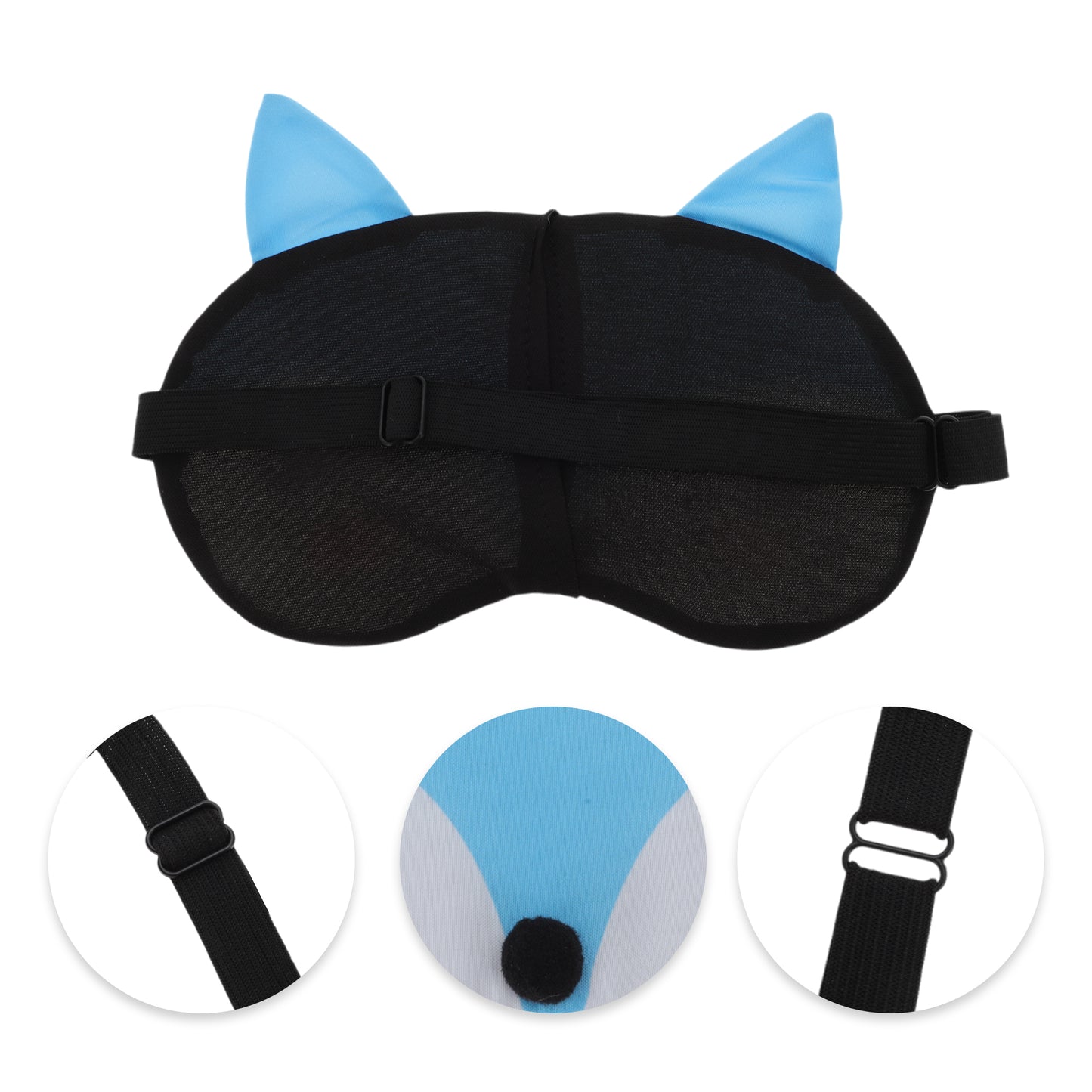 Portable Cartoon Foxs Sleep Mask for Travel for Rest Blue