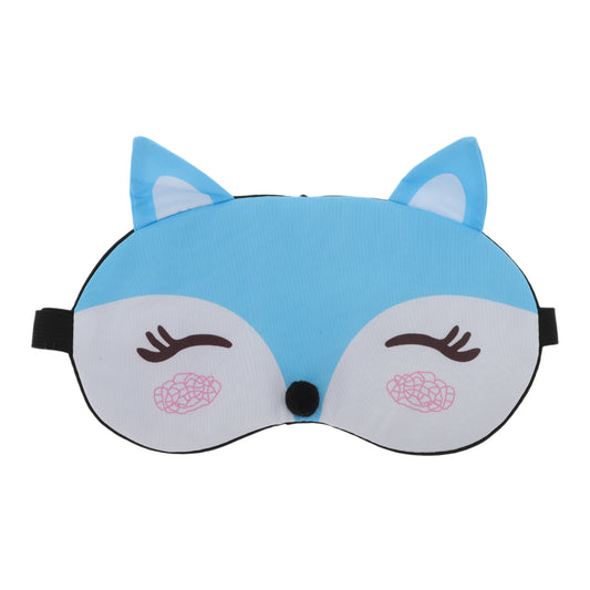 Portable Cartoon Foxs Sleep Mask for Travel for Rest Blue