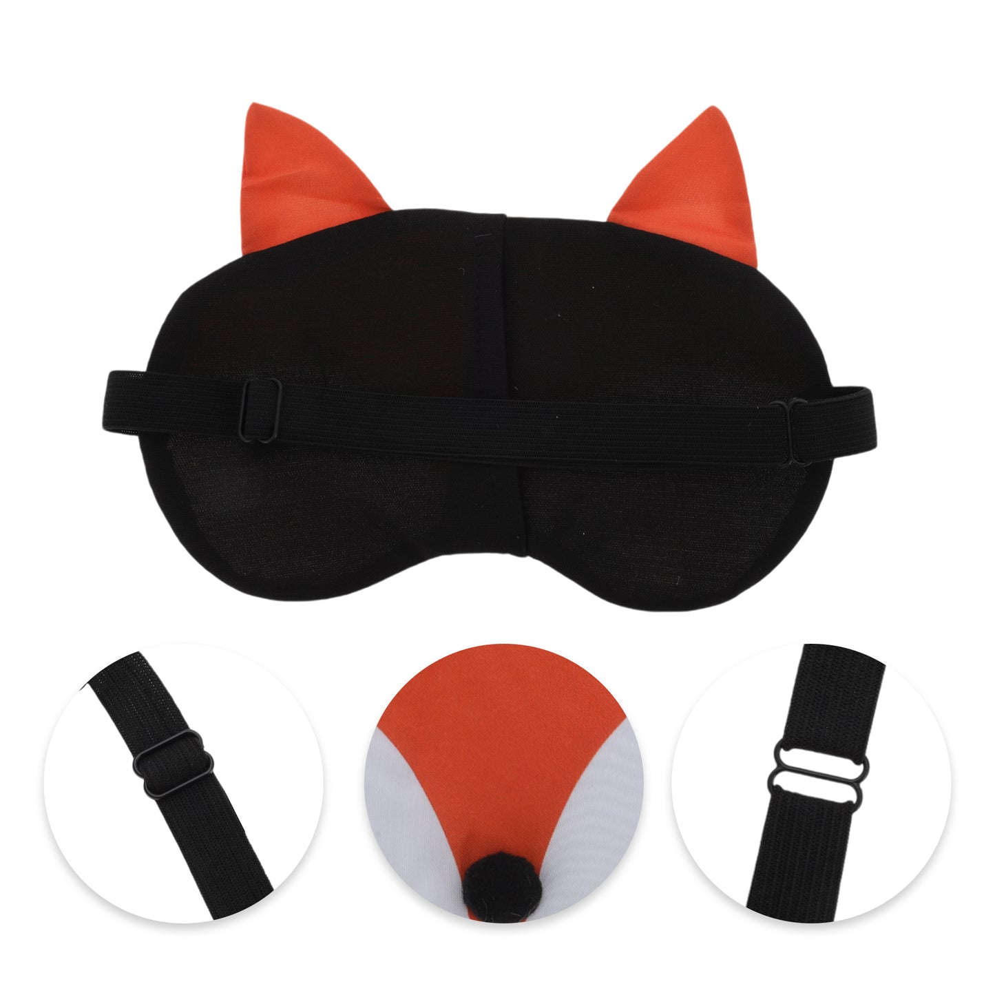 Portable Cartoon Foxs Sleep Mask for Travel for Rest Dark Red