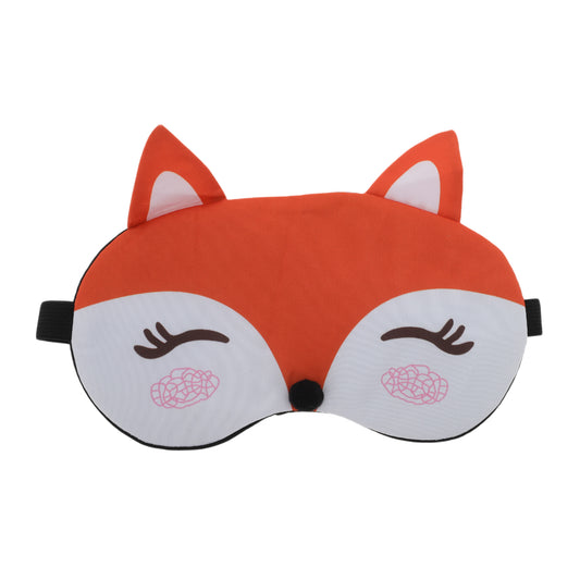 Portable Cartoon Foxs Sleep Mask for Travel for Rest Dark Red
