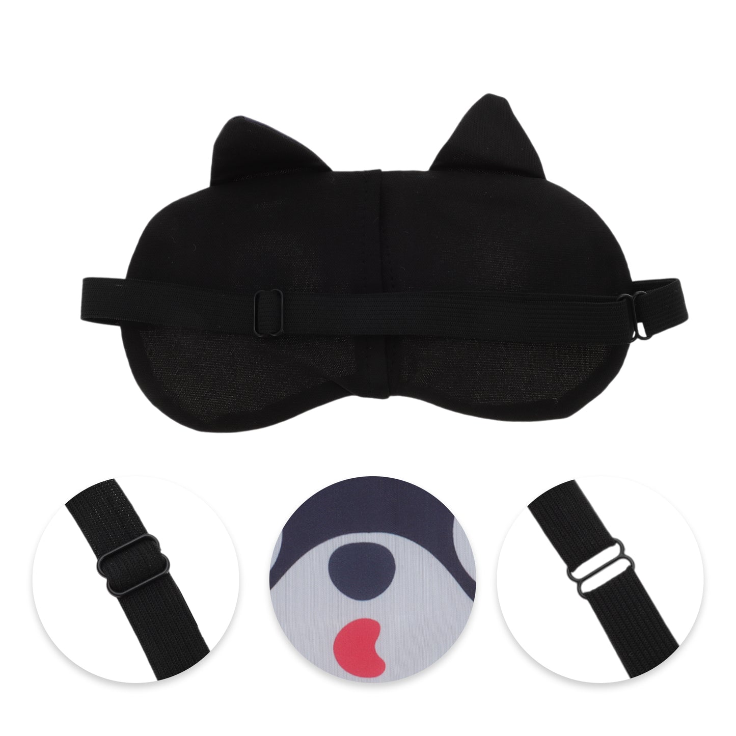 Portable Cartoon Husky Sleep Mask for Travel for Rest Black