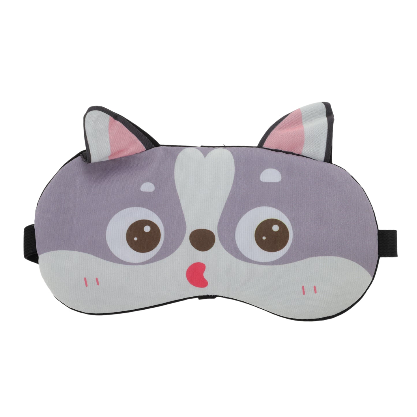 Portable Cartoon Husky Sleep Mask for Travel for Rest Gray