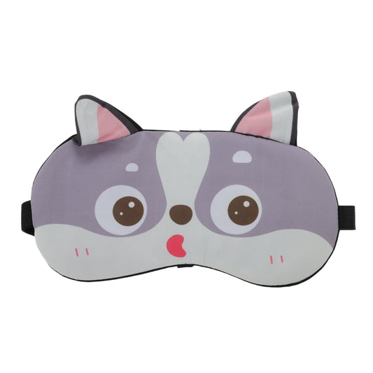 Portable Cartoon Husky Sleep Mask for Travel for Rest Gray
