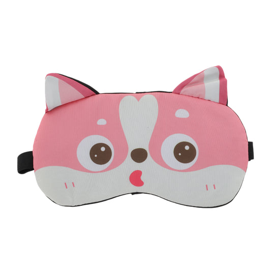 Portable Cartoon Husky Sleep Mask for Travel for Rest Pink