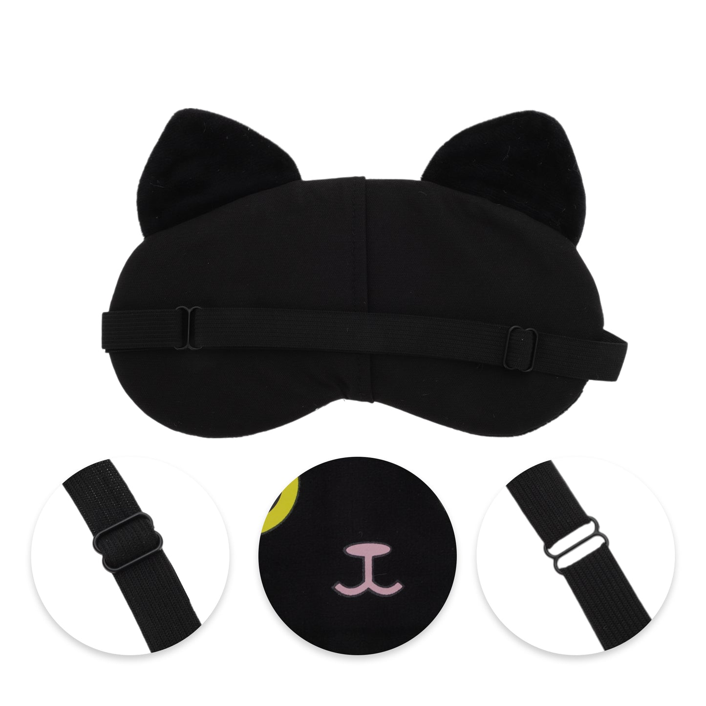 Portable Cat Sleep Mask Eye Shade Cover for Rest Travel Black