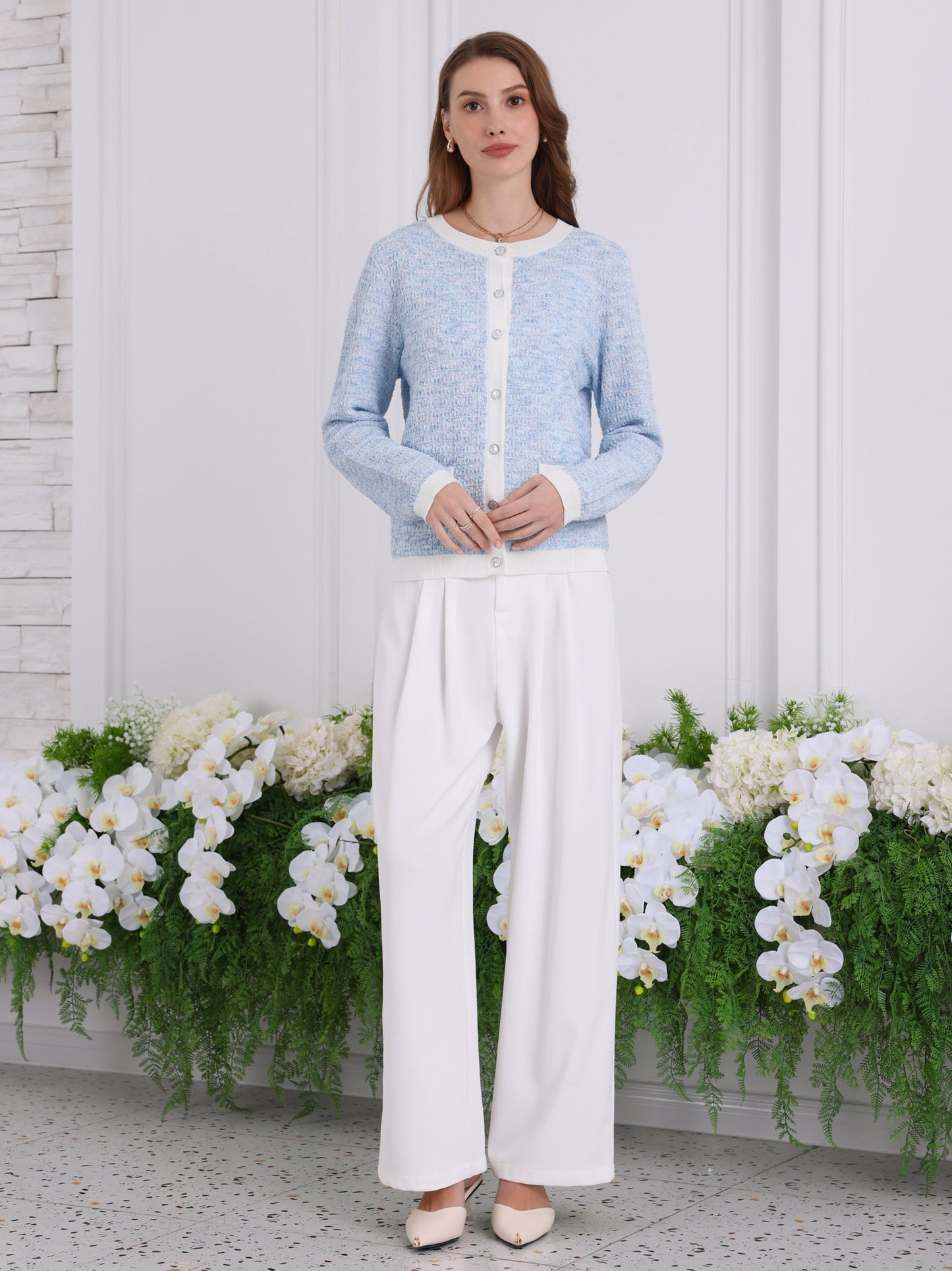 Suéter tipo cárdigan de manga larga para mujer, blusa informal de punto acanalada para primavera y otoño