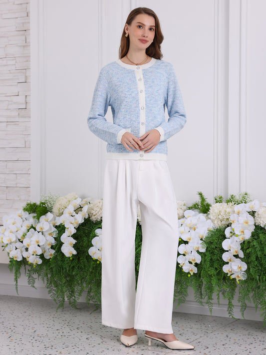 Suéter tipo cárdigan de manga larga para mujer, blusa informal de punto acanalada para primavera y otoño
