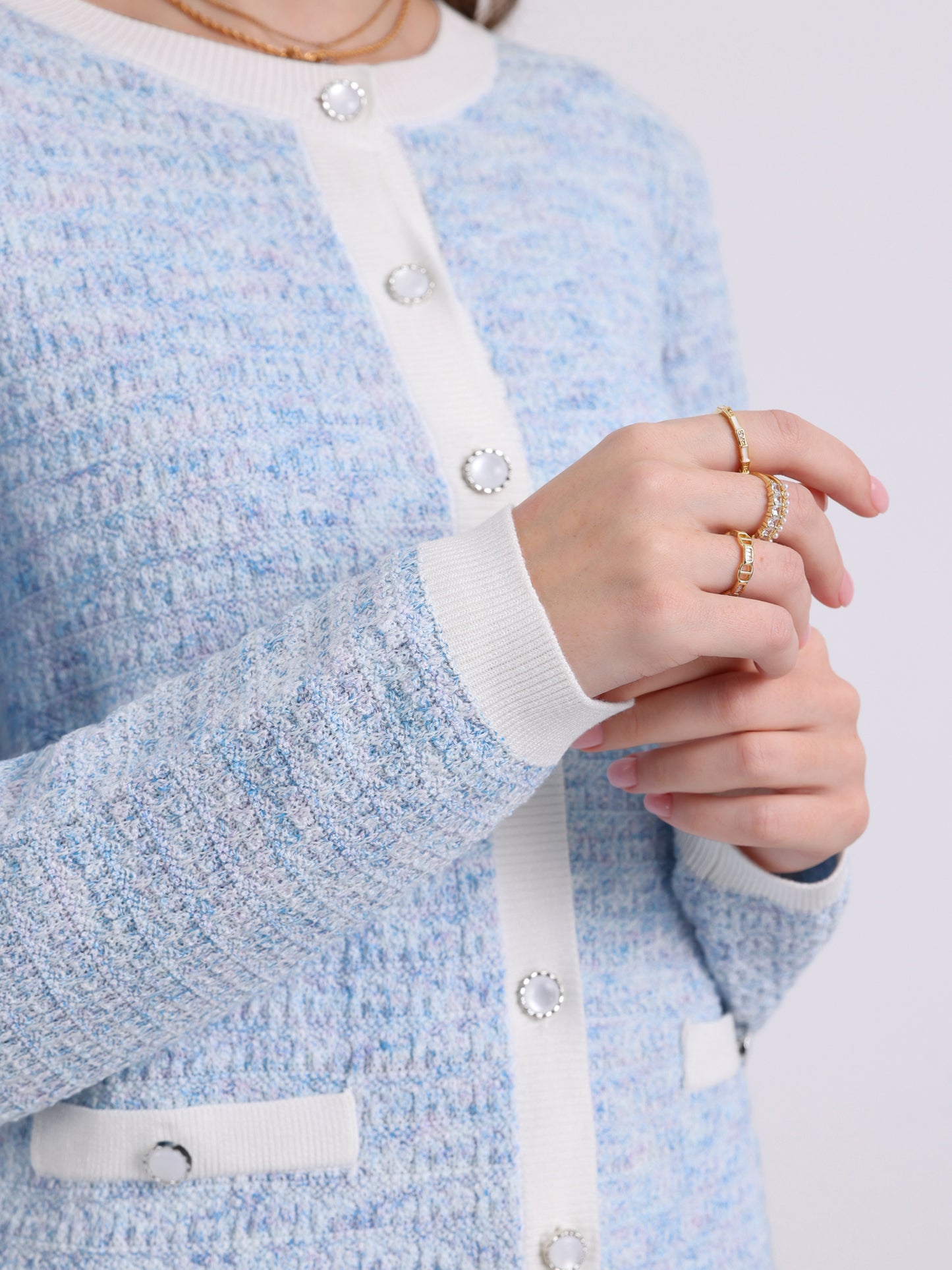 Suéter tipo cárdigan de manga larga para mujer, blusa informal de punto acanalada para primavera y otoño