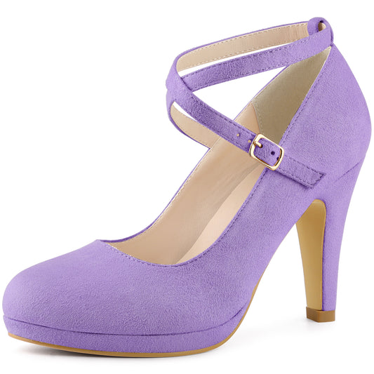 Women's Platform Cross Strap Stiletto Heels Mary Jane Pumps