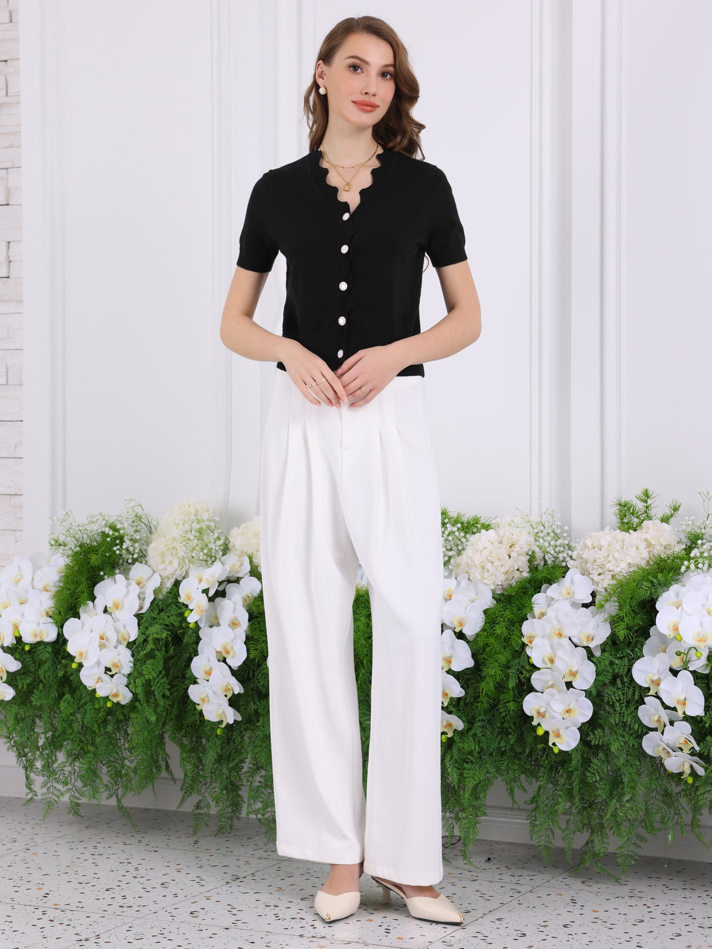 Cárdigan de punto de manga corta para mujer, cuello en V, informal, de verano, acanalado, top corto