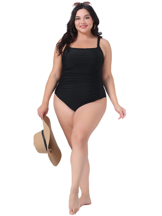 Women's Plus Size One Piece Swimsuit Padded Athletic Ruched Bathing Suit Swimwear