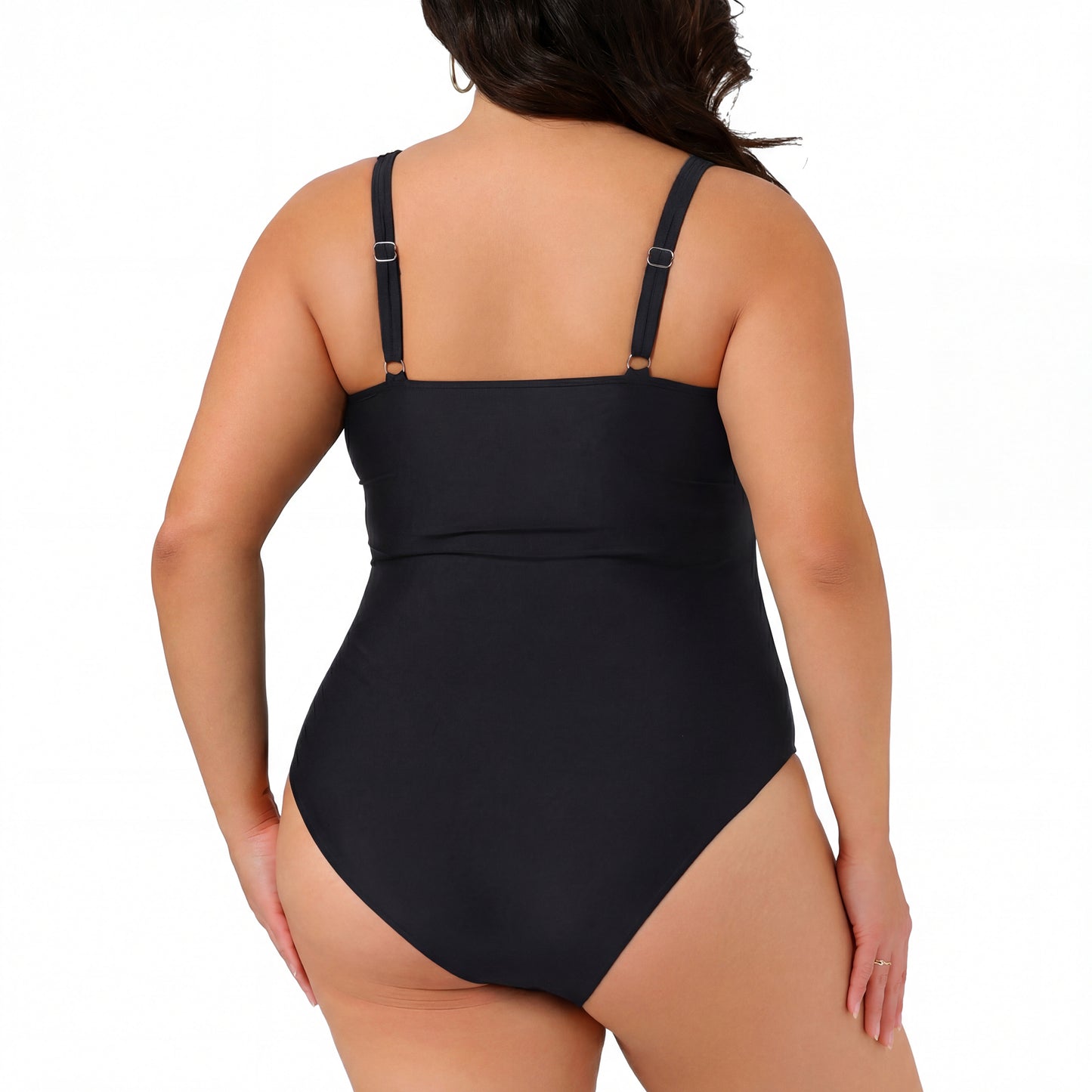 Traje de baño deportivo fruncido con relleno de talla grande para mujer
