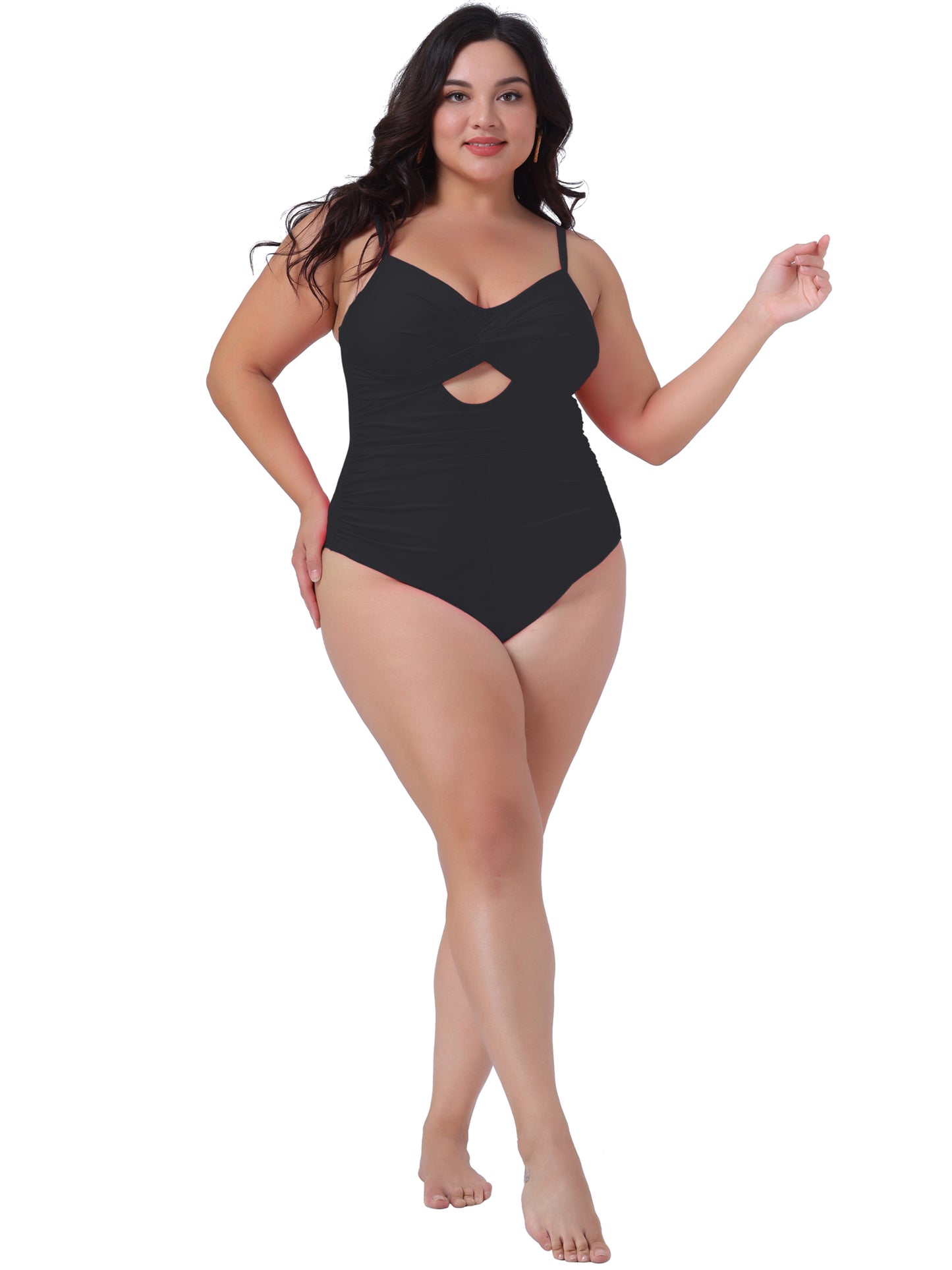 Women Plus Size One Piece Swimsuit Cutout High Waisted Bathing Suit Swimwear