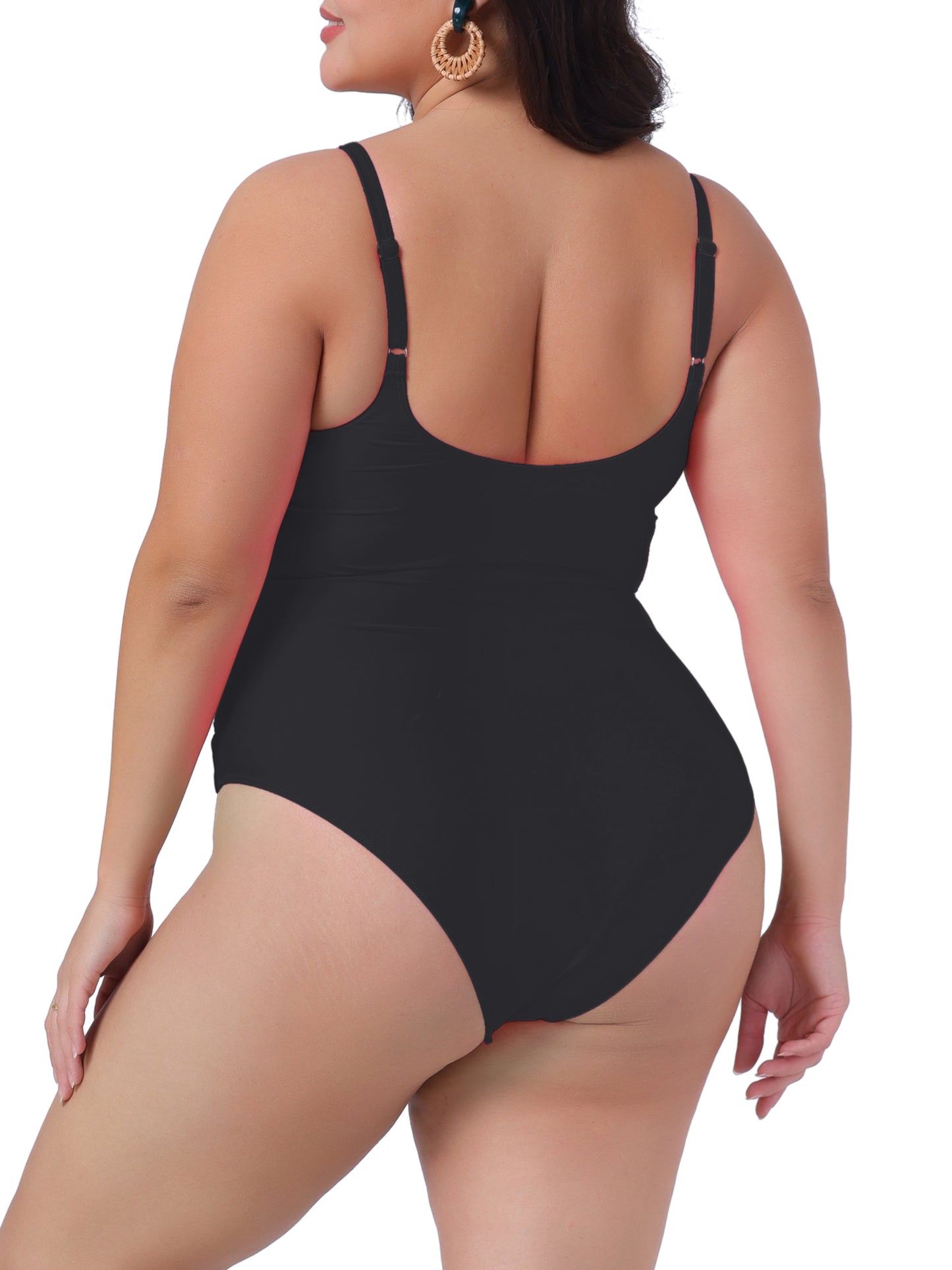 Women Plus Size One Piece Swimsuit Cutout High Waisted Bathing Suit Swimwear
