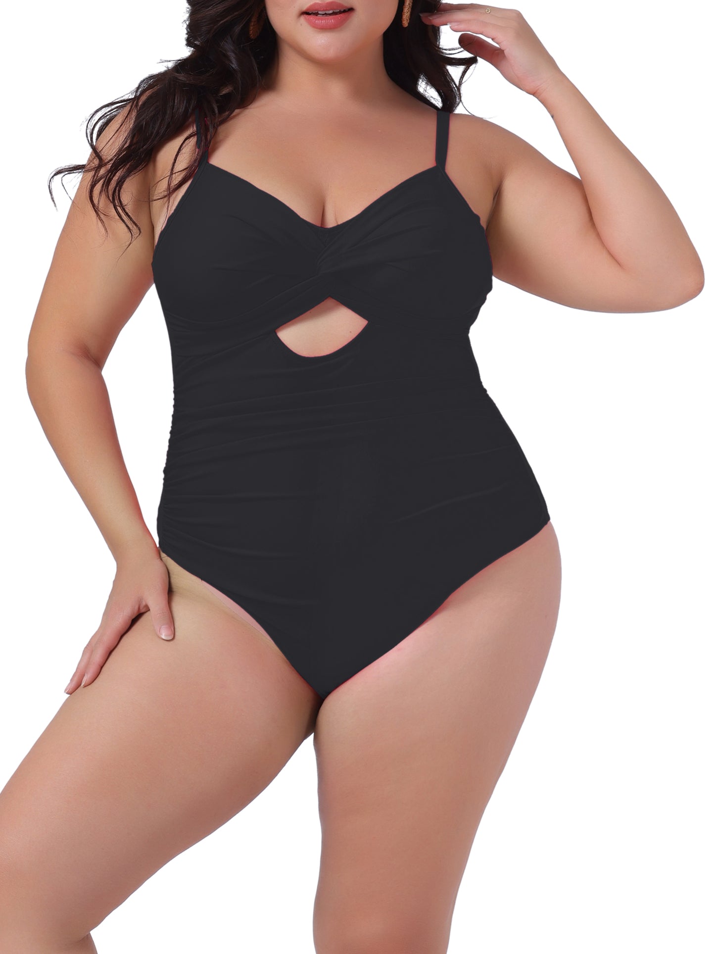 Women Plus Size One Piece Swimsuit Cutout High Waisted Bathing Suit Swimwear