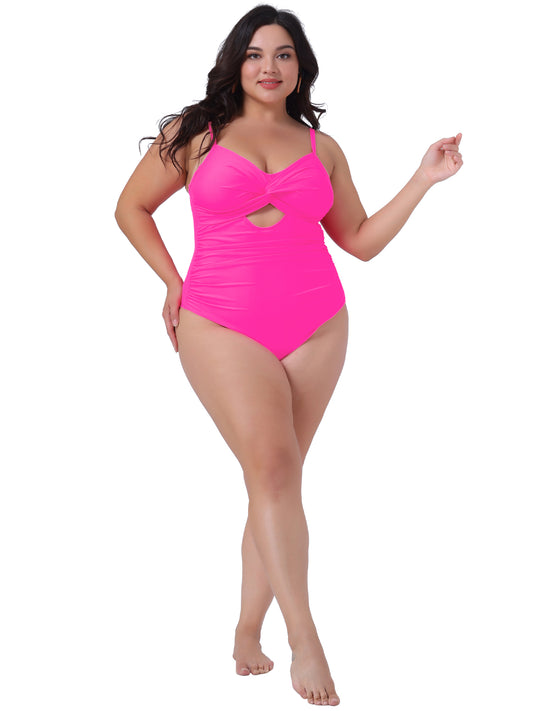 Women Plus Size One Piece Swimsuit Cutout High Waisted Bathing Suit Swimwear
