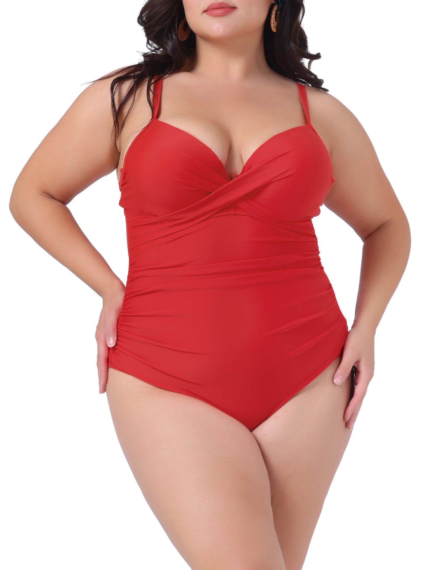 Women Plus Size Bikini One Piece Bathing Suit Ruched Padded Slimming Swimsuit Swimwear