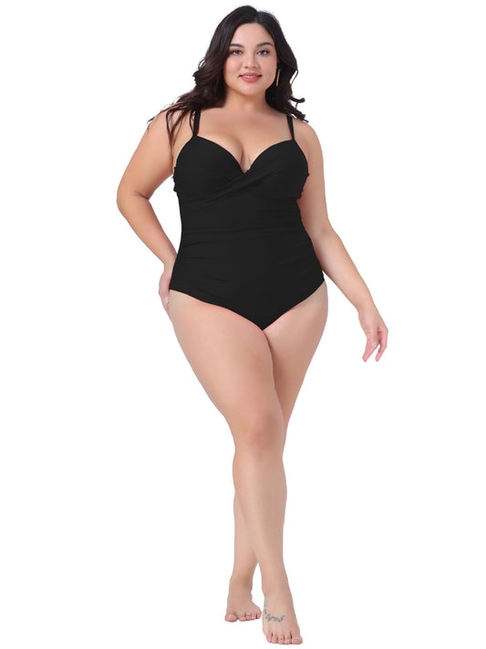 Women Plus Size Bikini One Piece Bathing Suit Ruched Padded Slimming Swimsuit Swimwear