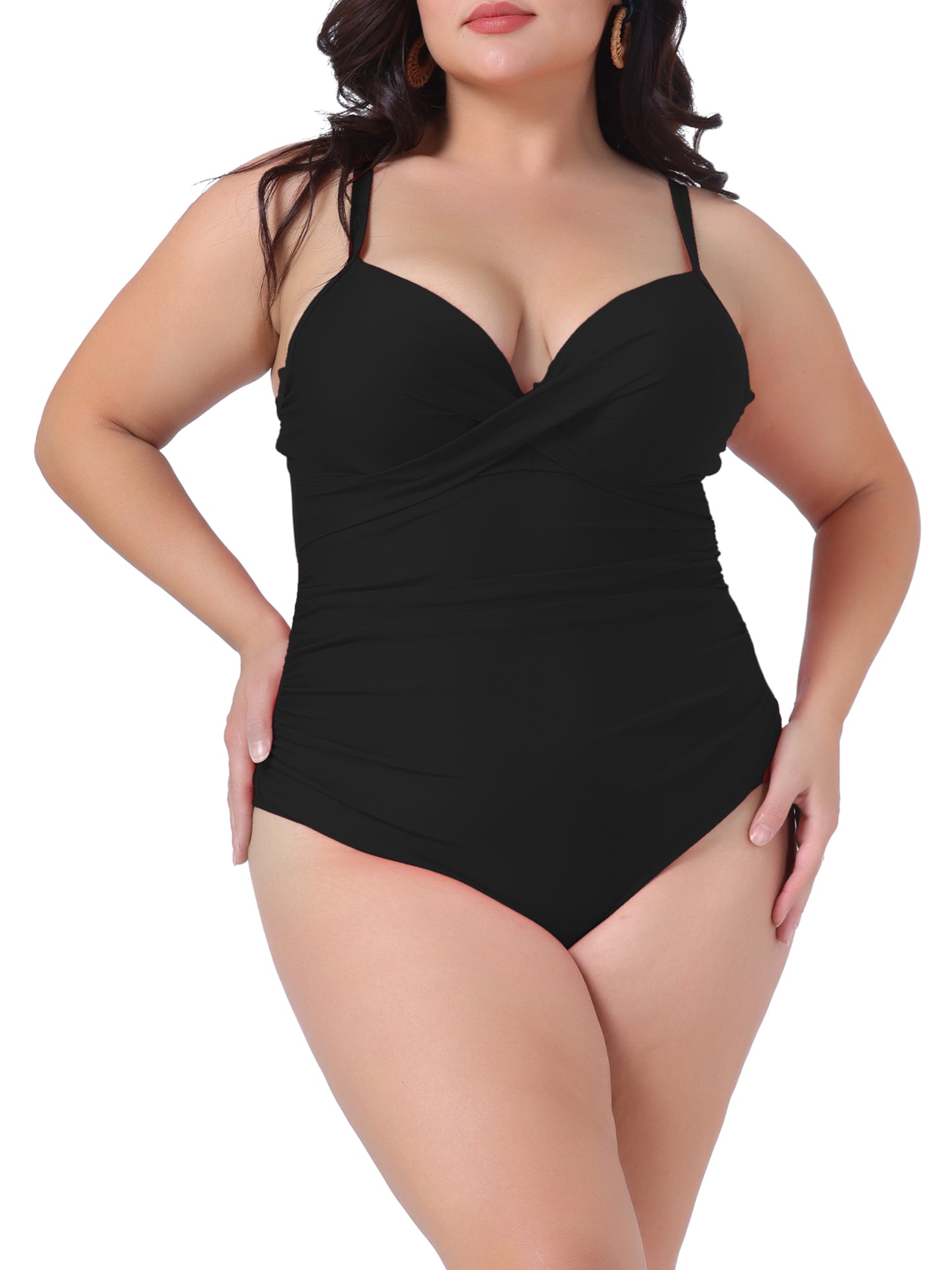 Women Plus Size Bikini One Piece Bathing Suit Ruched Padded Slimming Swimsuit Swimwear