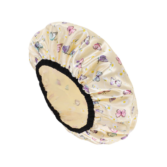 1 Pc Women Fluttering Butterfly Bath Cap for Shower Business Travel Yellow