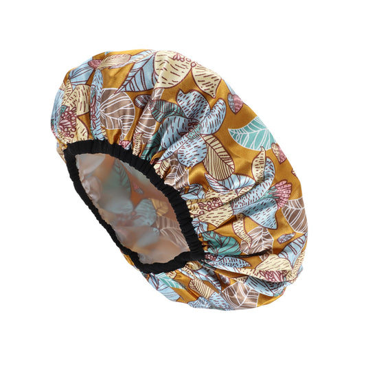 1 Pc Leaves Bath Cap for Women Shower Cap Yellow Blue Pink