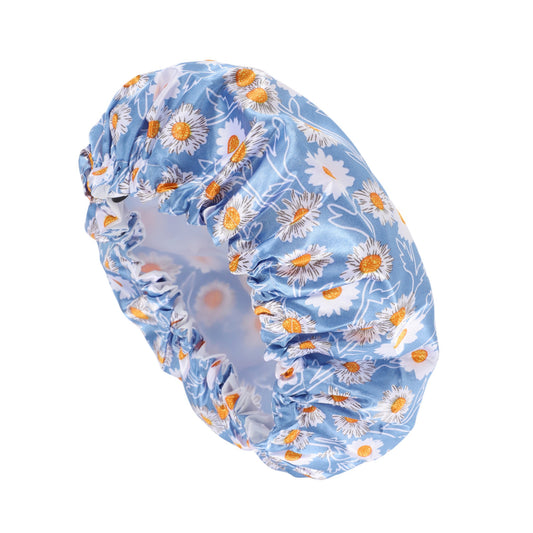 1 Pc Women's Flowers Bath Cap Travel Shower Cap Blue White Orange
