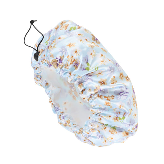 1 Pc Women Elegant Flowers Bath Cap for Bathroom Travel Blue White Orange