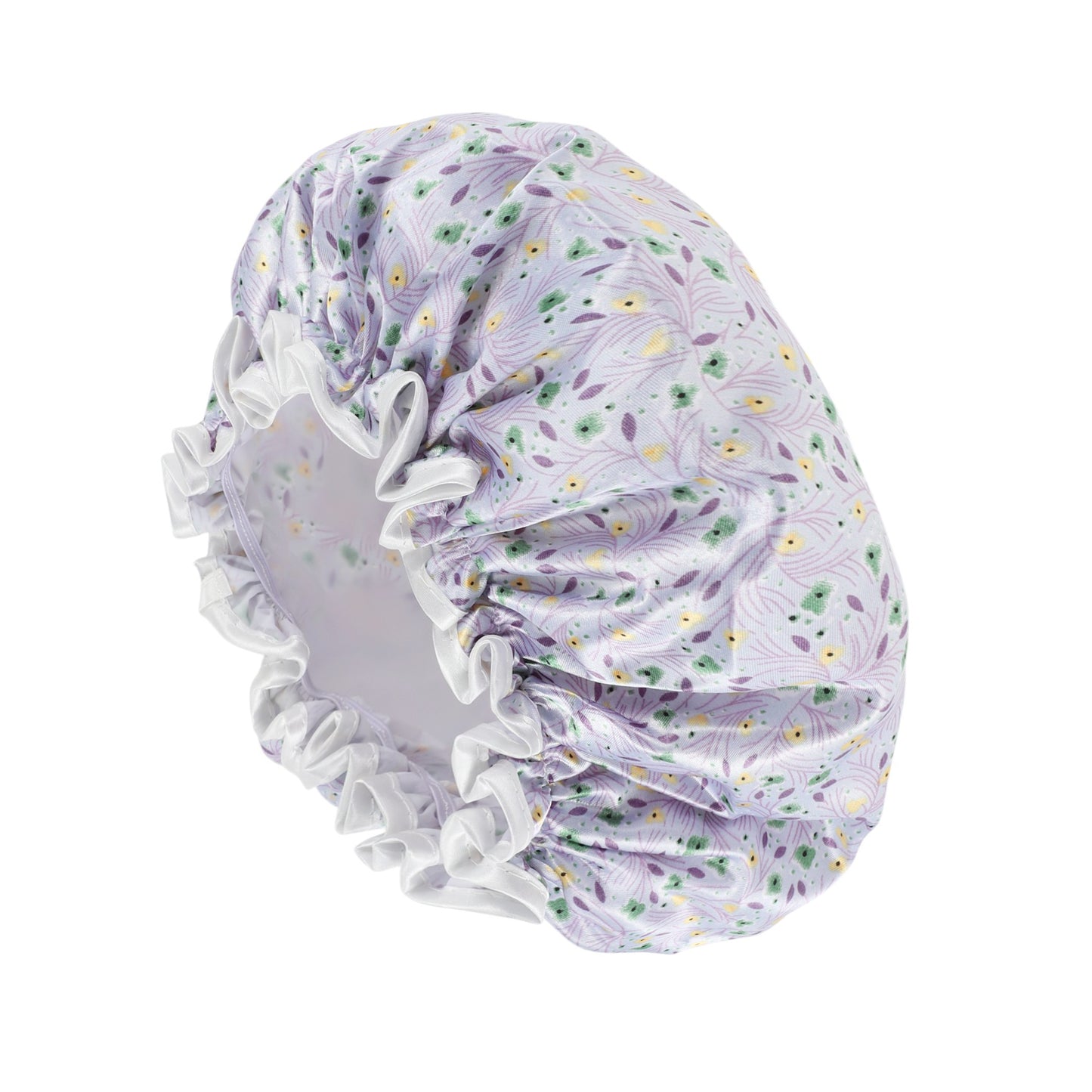 1 Pc Women Flower Bath Cap Shower Cap for Bathroom Purple Green